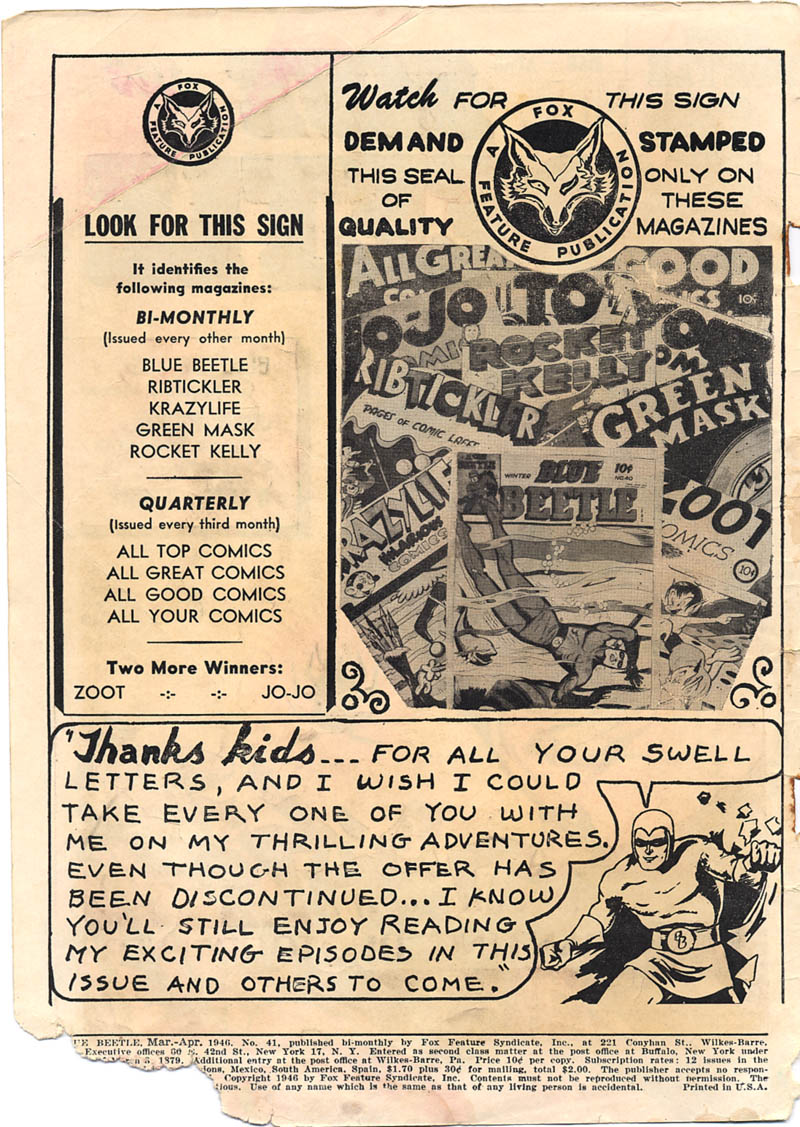 Read online The Blue Beetle comic -  Issue #41 - 2