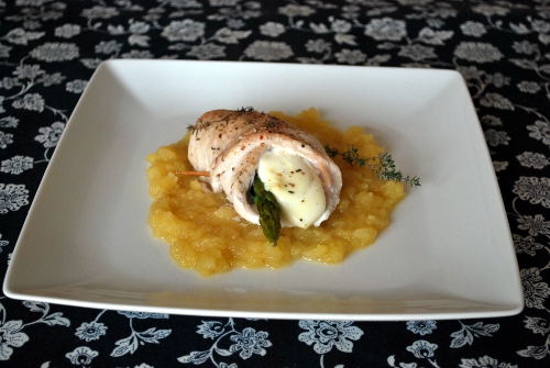  Rollito de pavo con puré de manzana 