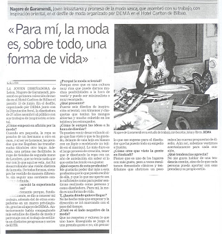 ENTREVISTA PARA EL PERIÓDICO "DEIA"