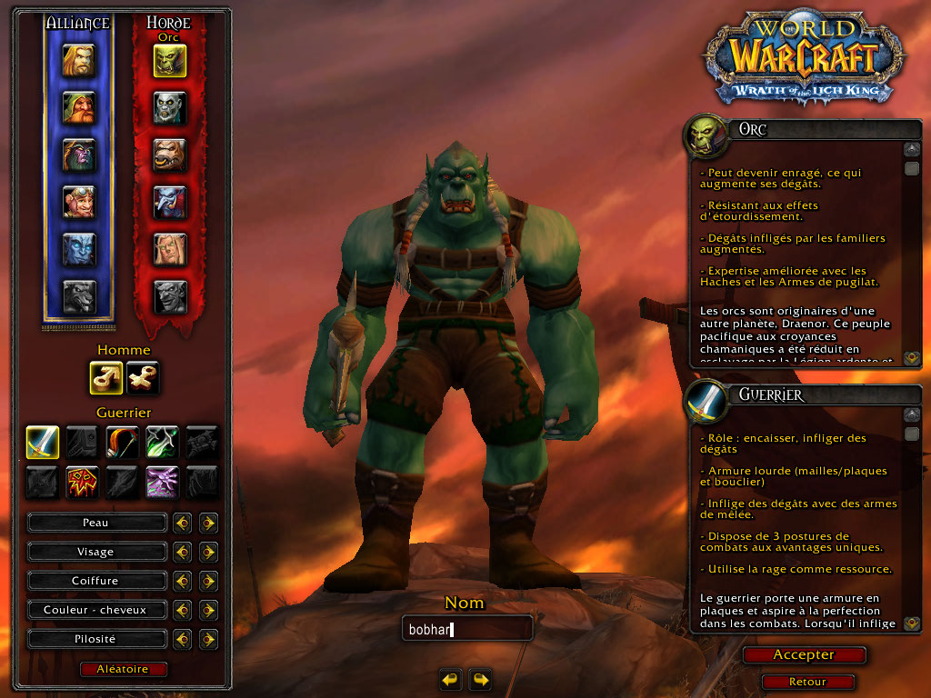 Les personnages de wow
