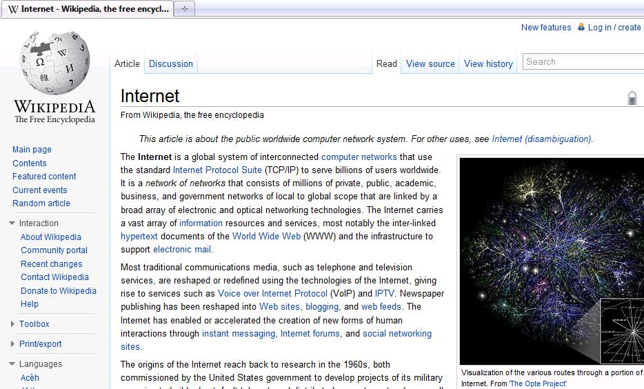 Новые сообщения в интернете. Wikipedia help.