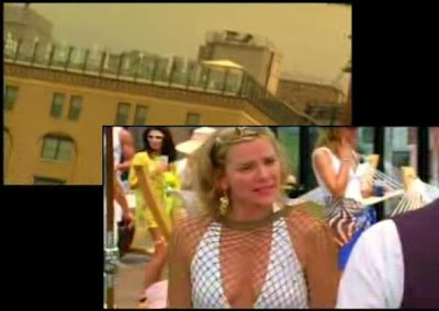 Samantha Jones from Sex and the City cooling off at the pool