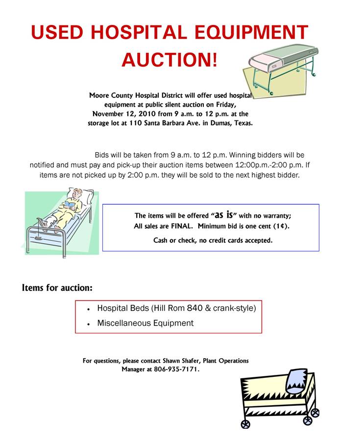Used Hospital Equipment Auction On November 12th