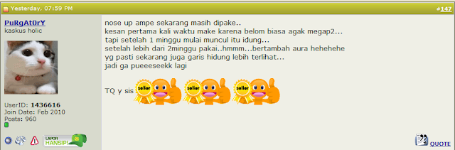 1 minggu hasil mantap banget, aura hidung sudah mulai kelihatan