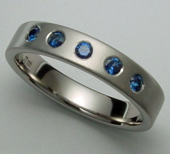 Blue Sapphire Titanium Ring