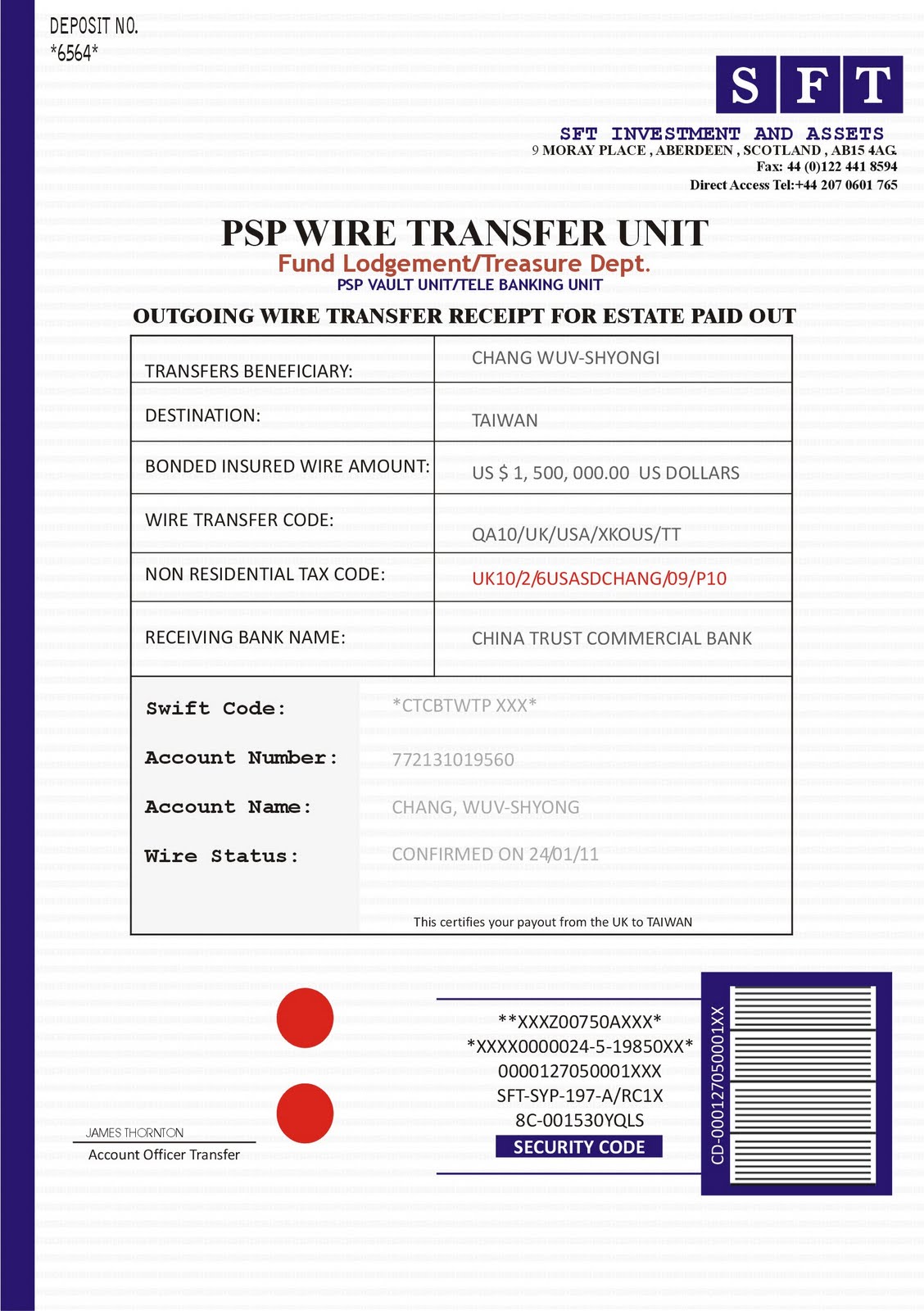 SECURITY CLEARANCE ENDORSEMENT (SEE ATTACHED PAYOUT RECEIPT) Law