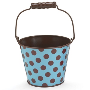 Blue and Brown Wedding Ideas: Blue with Brown Polka Dots Tin Pail