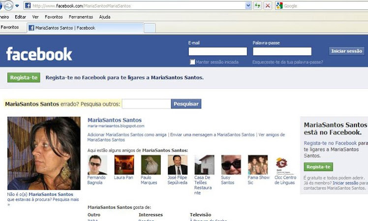 Minha Página no Facebook Maria Santos