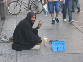 funny crazy photos of homeless jedi begging for cash no longer in star wars