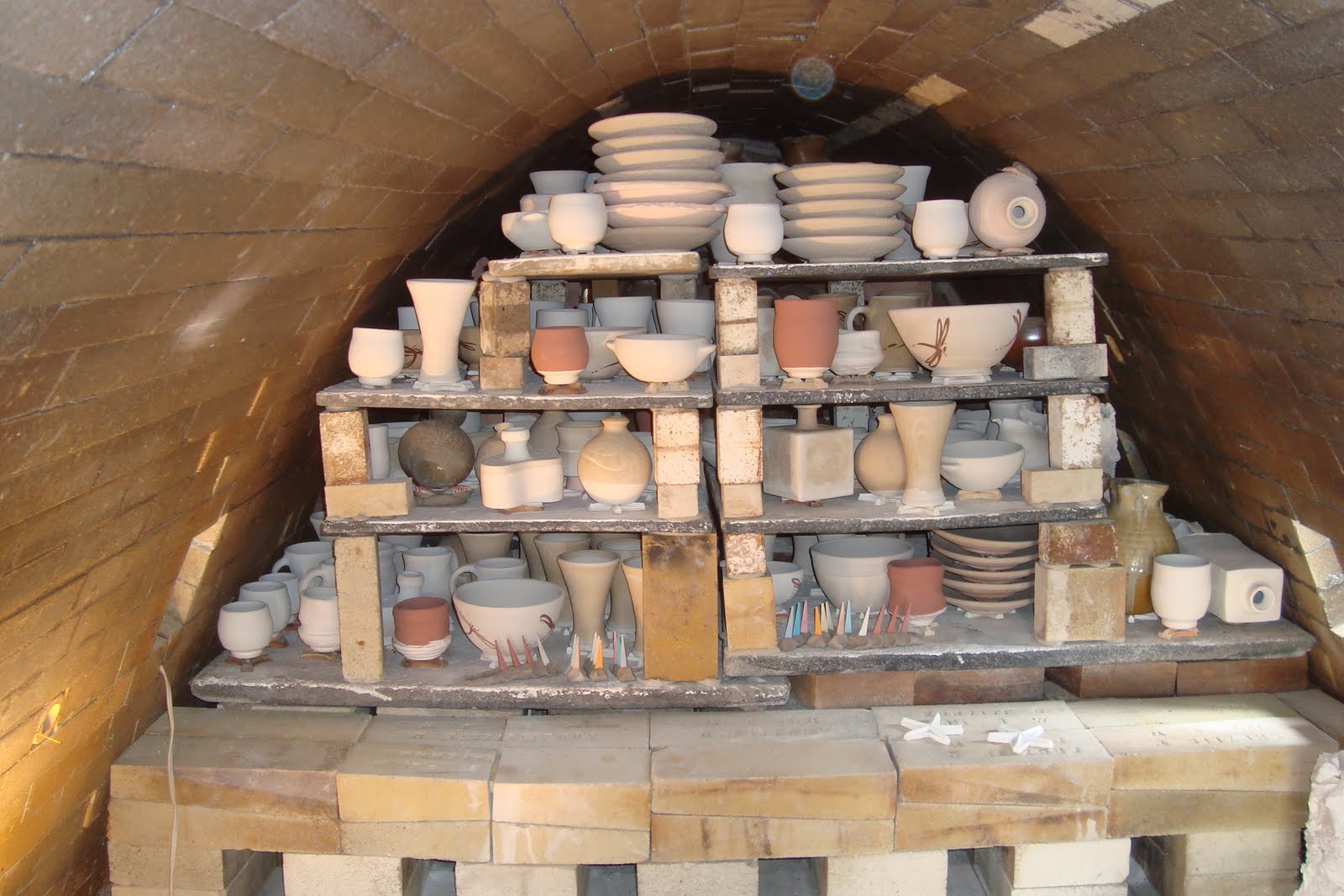 wood fired pottery Setting plates