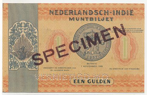 Dua contoh variasi pecahan 1 gulden SPECIMEN