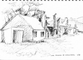 Matroosberg Cottages - pen sketch by South African Artist - Stephen Scott 