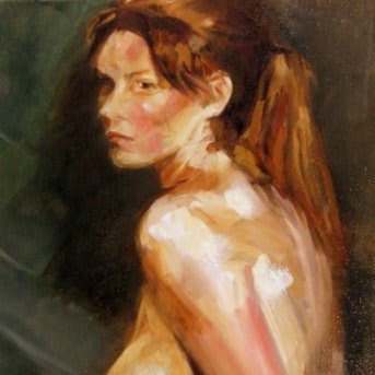 Seated girl (Oil on canvas) by South African artist - Stephen Scott