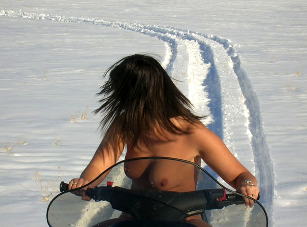 Topless On Snowmobile 110