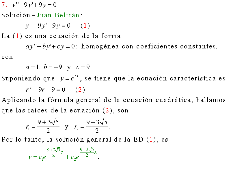 Cálculo21: Solución general de una ecuación diferencial homogénea con