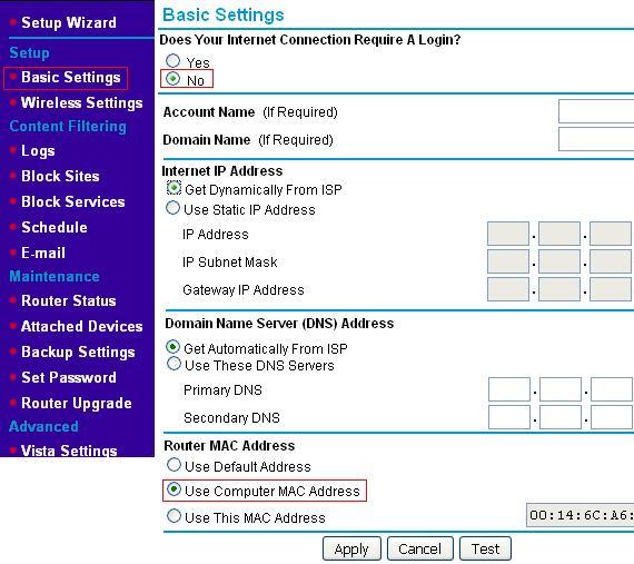Application Simulation: Mac Address Cloning - Netgear Router