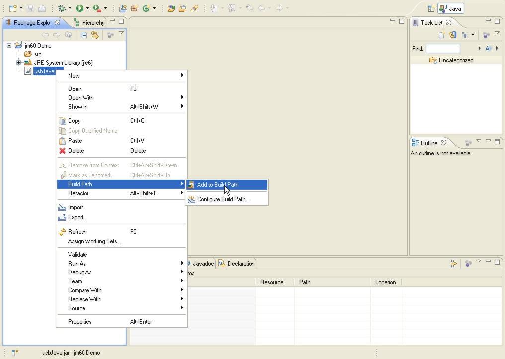 Java USB API Connection Java USB API