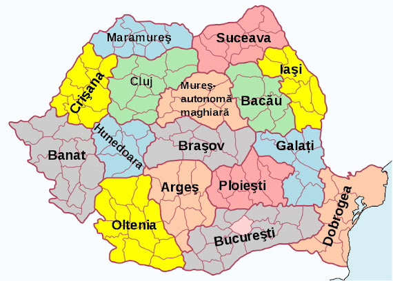 Împărţirea României în regiuni în perioada 1960-1968