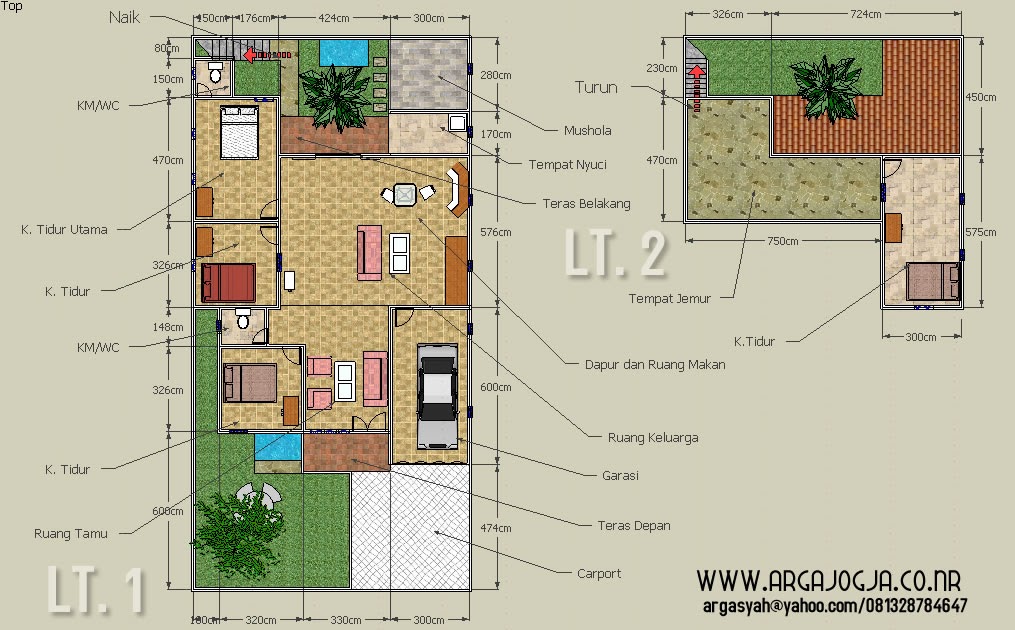  Desain  Sketch Denah Rumah  2 Lantai  Pada Lahan 10 5x21 