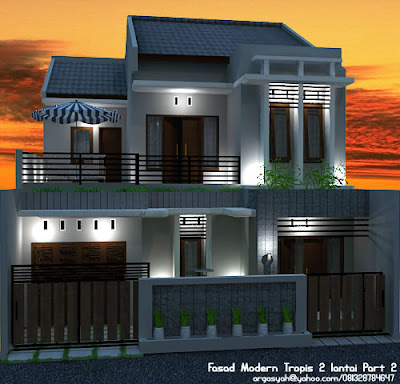 Lantai on Argajogja S Blog   Desain Fasad Rumah 2 Lantai Modern Tropis Part 2