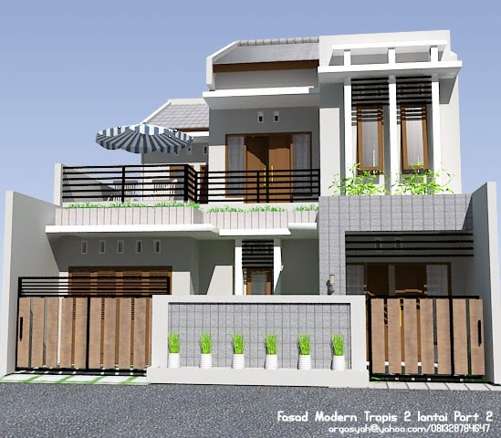 Desain Fasad Rumah 2 Lantai Modern Tropis Part 2 | Blognya ...