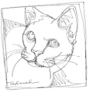 White Cat Face - continuous line drawing white cat face cld