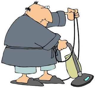 Fat man clip art vacuuming