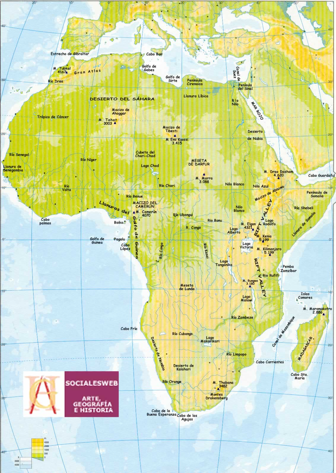ROMEL: Mapa fisico de África