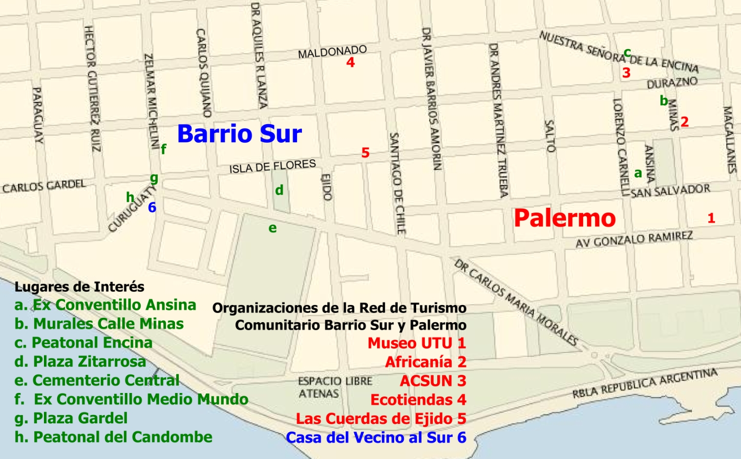 Red de Turismo Comunitario Barrio Sur y Palermo, Montevideo Los barrios