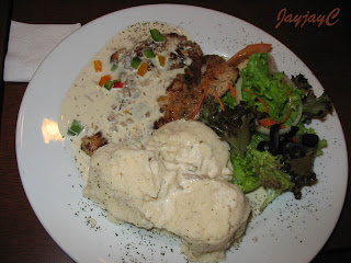 Grill Dory Mushroom - grilled herb dory, creamy mushroom, fresh salad and mashed potatoes