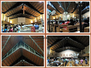 Collage showing the interior of St Anne's Church, Bukit Mertajam, Penang