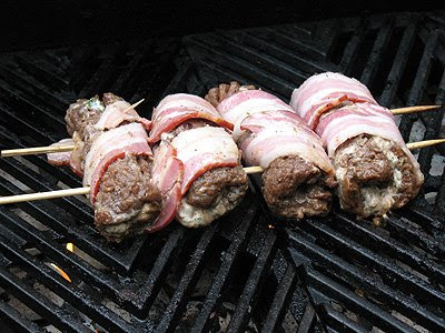 Grilled cube steak rollups on the grill