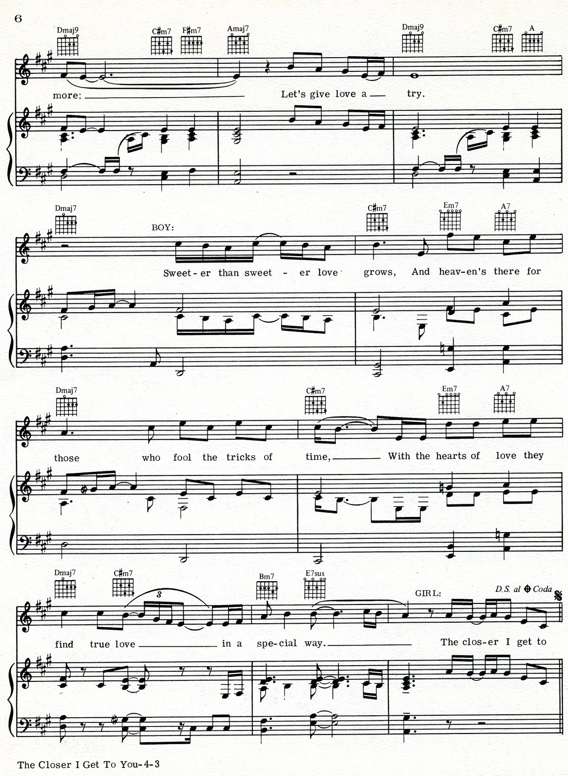 Donny Hathaway The Closer I Get To You, music sheet (1978) Donny Hathaway The Closer I Get To You, music sheet (1978)