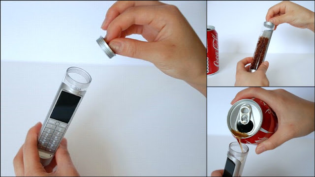 Coca Cola-Powered Mobile Phone by Daizi Zheng, Cell Phone that runs on coke soda, Sugar-powered gadgets, bio-battery