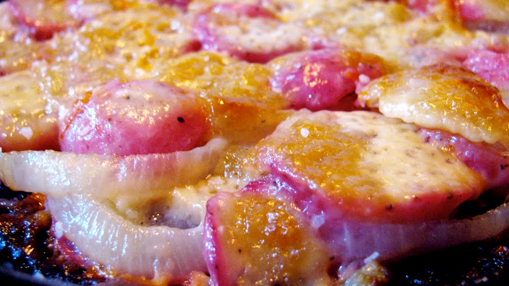 Jordy puddin and pie Radishes Au Gratin