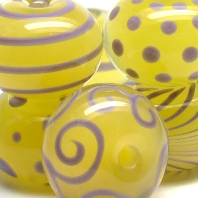 Yellow Lampwork Glass Beads