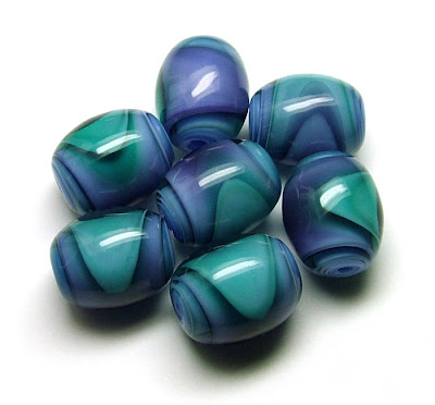 Olive-Shaped Lampwork Glass Beads