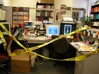 photo of the author's office in 2004 after he published the annual catalog