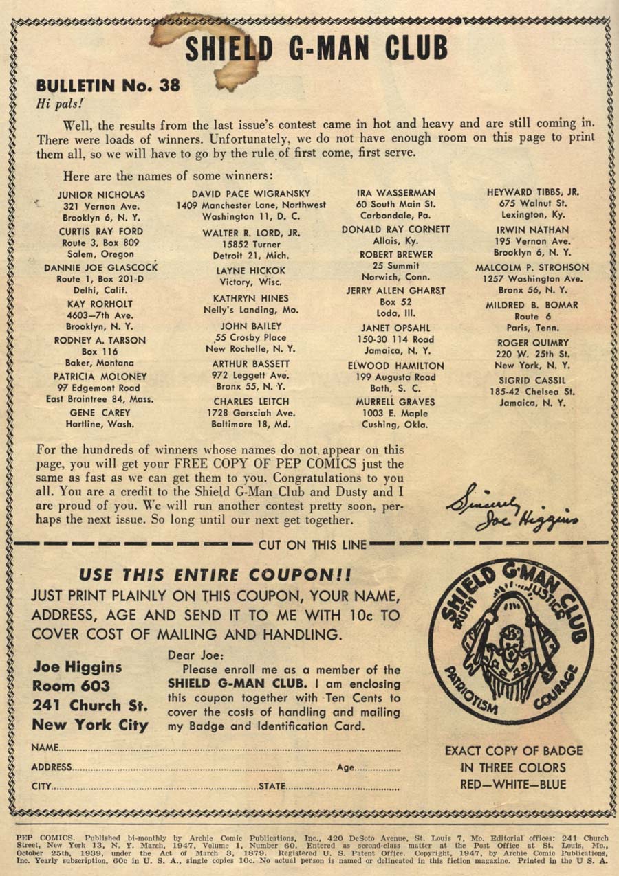 Read online Pep Comics comic -  Issue #60 - 2