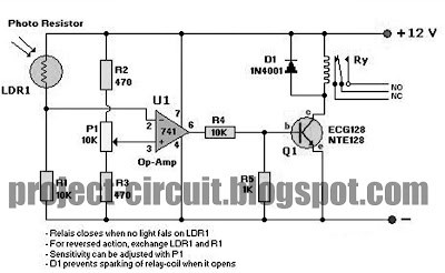 Free Project Circuit Diagram: Light Sensor Circuit Using Op Amp