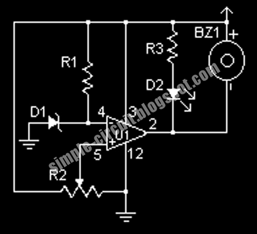 Simple Low Voltage Alarm Circuit schematic with ...