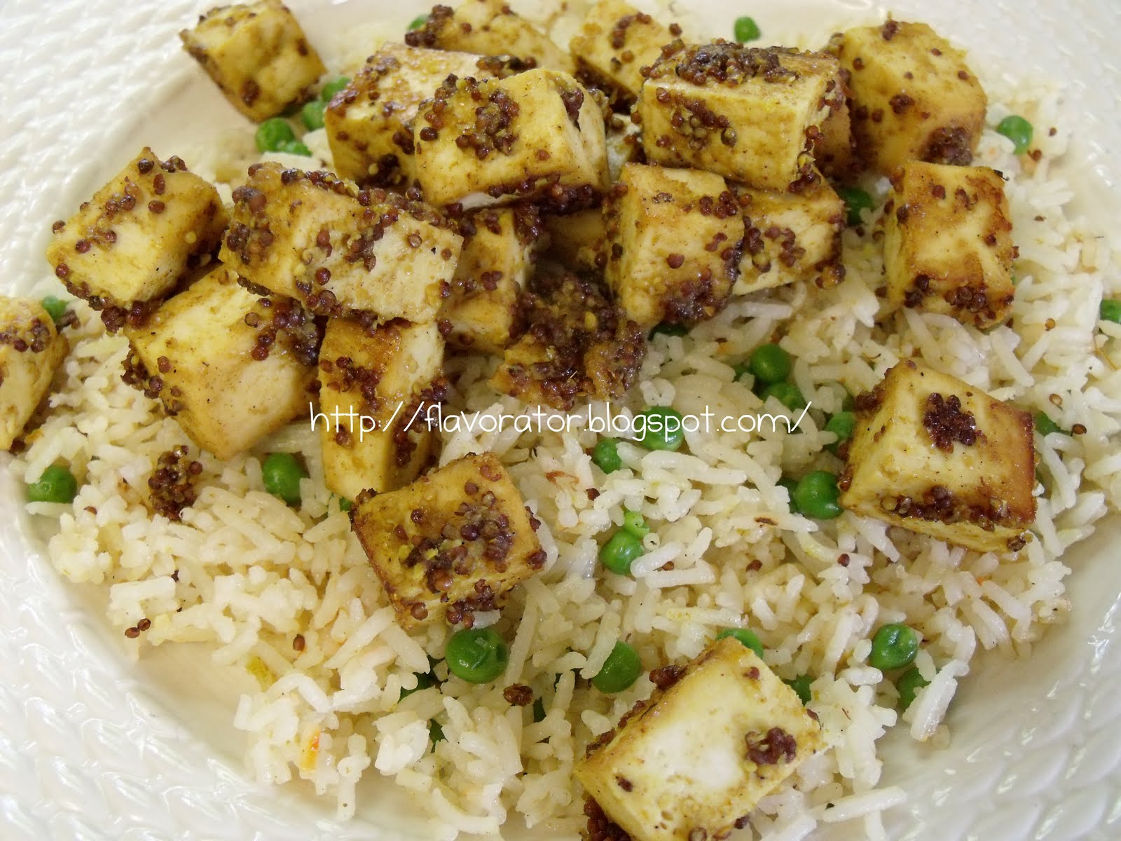 fLAVORATOr HoneyMustard Tofu and Saffron Rice and Peas