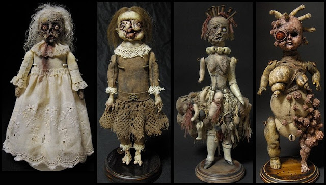 Terrorificas esculturas con muñecas