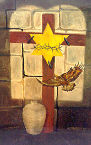 Crucifixion art Yellow badge 