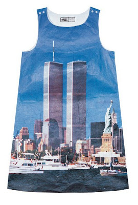 Sarah Caplan, Twin Towers, poster dress, USA 1999