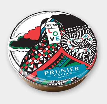 prunier caviar with ysl drawing tin