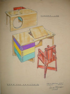 drawing of Swingline Desk and Armchair