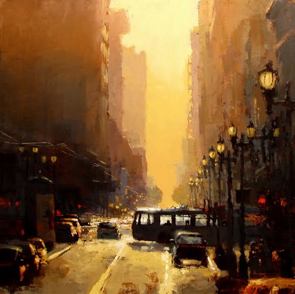 San Francisco Downtown Sunset by jeremy mann