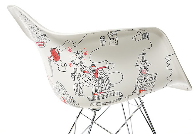 artist decorated eames shell rocker chairs