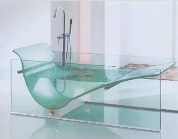 Falling water glass tub